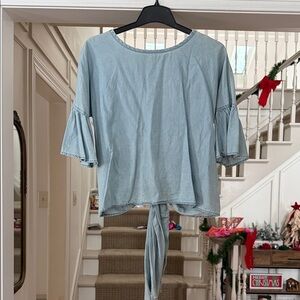 Express Tie Back Ruffle Sleeve Top